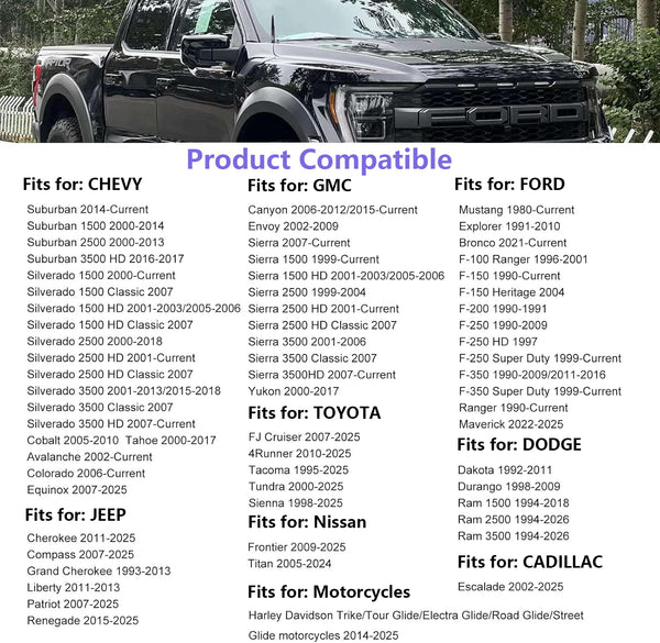 ROPODE Short Antenna Replacement | Sleek Low-Profile Design for Chevy, GMC, Ford & Ram Trucks